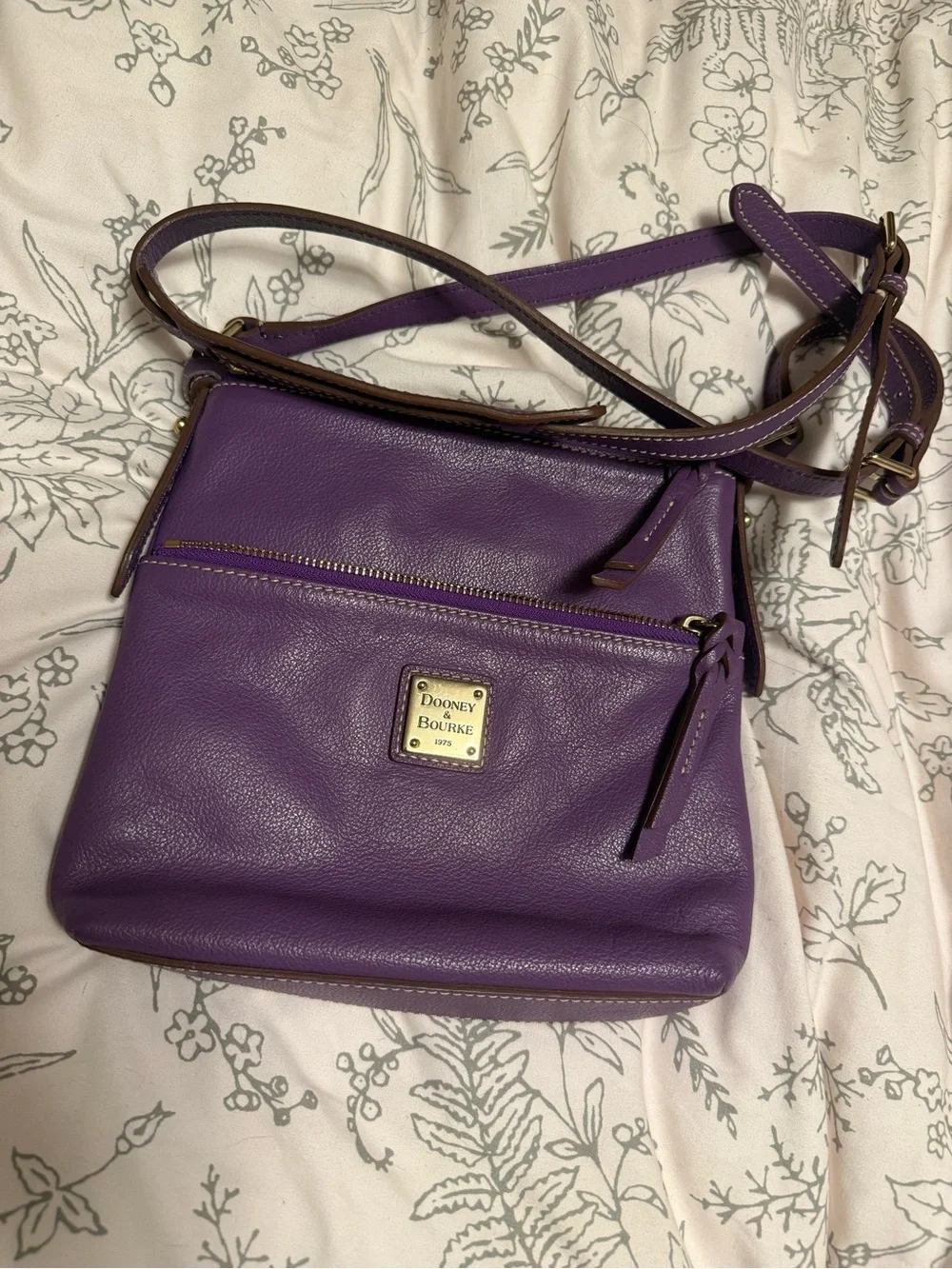 Dooney & Bourke Purple Leather Crossbody with Contrast Trim